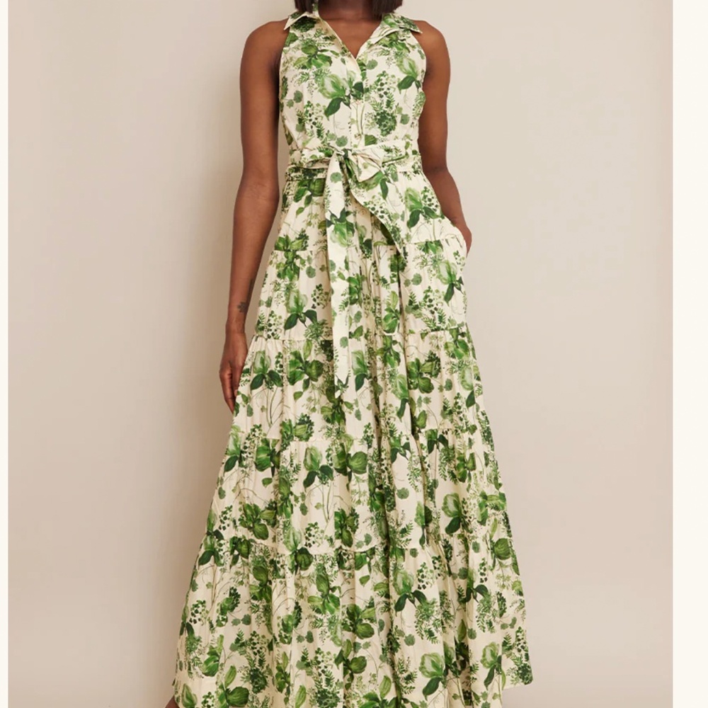 Cara Cara Adriana Maxi Dress - Olive Hanging Orchids - Picture 10 of 11